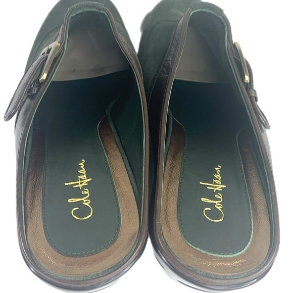 Cole Hann Women Green Suede Clogs side buckle Sz 10 - Picture 6 of 9